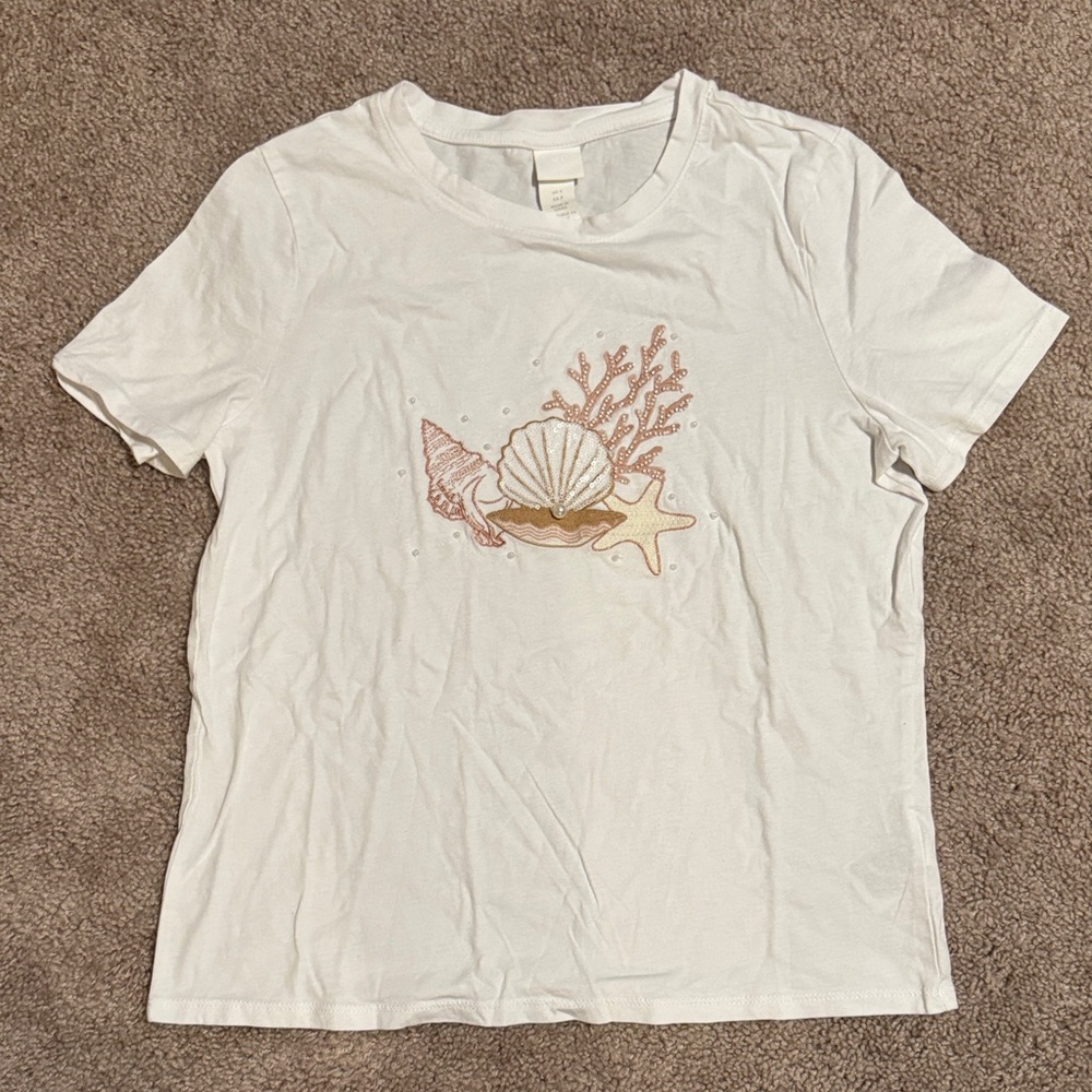 H&M Off-White Casual Tee